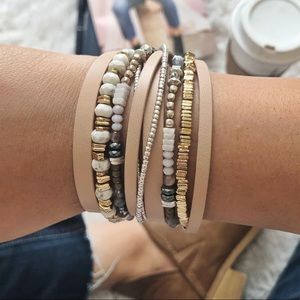 Blush leather wrap bracelet